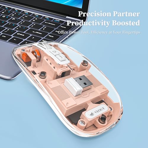 Image of Veout Wireless Bluetooth Mouse, Portable Silent Click Rechargeable Mouse with USB Receiver, 3-Level DPI, Compatible with Laptop, PC, Mac, Tablet, Phone