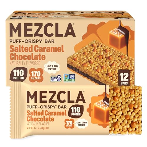 Mezcla Salted Caramel Snack Bars, 11G Plant Based Pea Protein Treat, 12 Ct.
