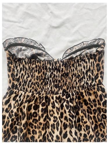 GORGLITTER Women's Cheetah Bow Strapless Tube Top Animal Print Leopard Tie Front Sleeveless Bandeau Going Out Tops4