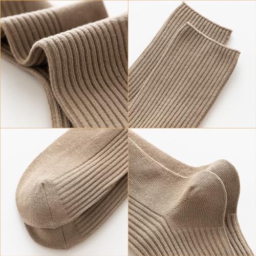 Womens Socks Neutral Cute Crew Socks Solid Color Cotton Boot Socks for Women Granola Girls Ladies 5/6 Pairs3