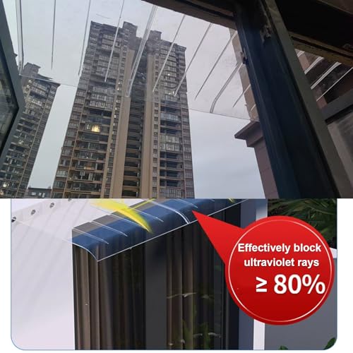 Marquesina invisible de policarbonato transparente curvo 40x210 cm para puertas 3