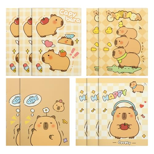 Image of Geluode Capybara Pocket Notebooks, 10 Packs in 4 Designs 3.2 inch x 4.7 inch Cute Waterproof Mini NotePad Diary for Birthday Gifts Stocking Stuffers Office Business School Kids Students Rewards