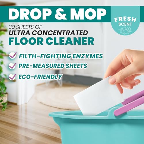 Image of Floor Cleaner for Mopping - Dissolvable sheets, Enzymes Formula- 30 ct
