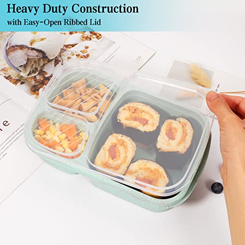 Xhongz 3 Compartment Meal Prep Lunch Containers For Adults, 4 Pack Bento Lunch Box, Durable Bpa Free Plastic Reusable Food Storage Containers With Lid, Microwave/Dishwasher/Freezer Safe #TOP3
