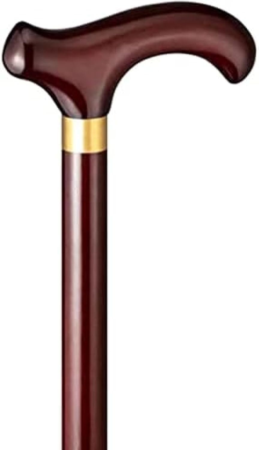 Bastone da Passeggio per Anziani, Bastone in Legno Massello, Impugnatura Ergonomica, Base Antiscivolo, Ausilio Leggero per Camminare per Uomini E Donne, Dark Brown, 85cm