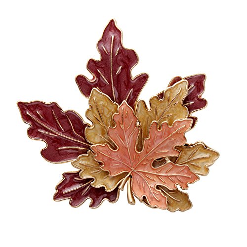 Tri-Color Metal Maple Leaf Fashion Brooch Retro Oil Lapel Pins - Main Image
