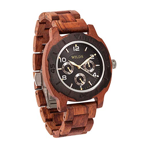 Wilds Wood Watches for Men - Premium Mens Wooden Watch - Japanese Miyota Quartz Movement - Wood Watch Band - Wood Bezel - Men Gift Idea