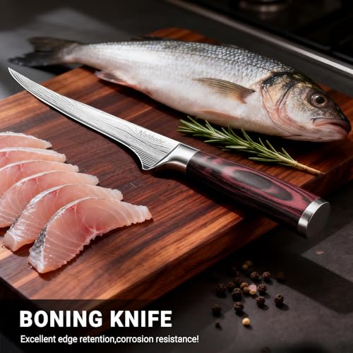 Nanbone Boning Knife 8 Inch Super Sharp Fillet Knife High Carbon Stainless Steel Kitchen Knife with Wooden Handle, Chinese Boning Knives for Meat Poultry Chicken Deboning Knifes - image 3