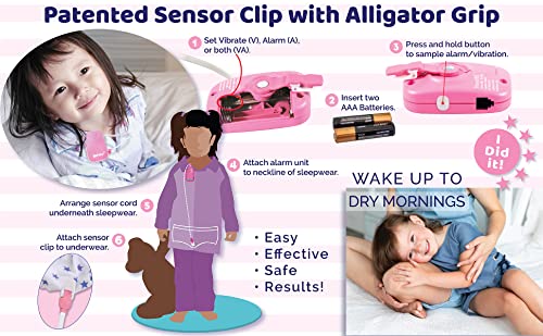 Image of Wet-Stop 3 Bedwetting Enuresis Alarm with Loud Sound and Strong Vibration for Boys or Girls, Proven Solution for Bedwetters (Pink)