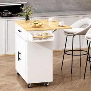 soges Rolling Kitchen Island on Wheels Serving Cart with Drop Leaf Design and Lockable Casters for Easy Mobility and Stability Ideal for Kitchen Cart Coffee Bar Microwave Cart