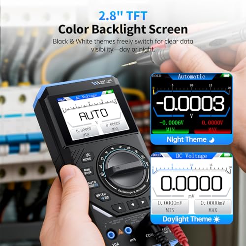 DewinLVD DST-210 Handheld Oszilloskop, 3 in 1 Digitaler Multimeter Oszilloskop Signalgenerator 10 MHz Bandbreite 19999 Zählwerke 48 MSPS Abtastrate AC DC Spannung Strom Kapazität Widerstand Prüfung
