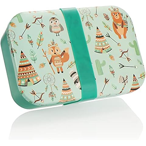 com-four ® Fiambrera para Niños con Motivo Animales Indios Cover
