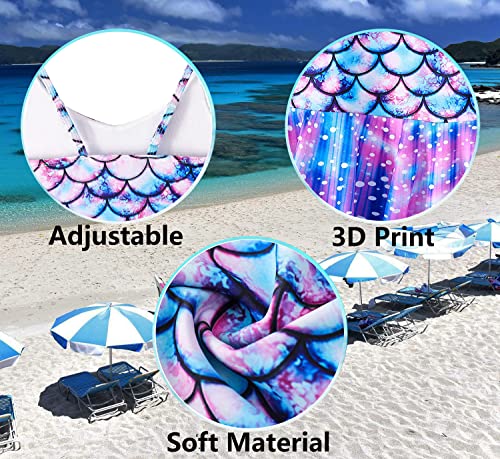Image of YUEGOO Girls Swimsuits Bathing Suit One Piece 3D Printed Ruffle Beach Swimwear 3-8T (as1, Age, 6 Years, A-Blue Mermaid)
