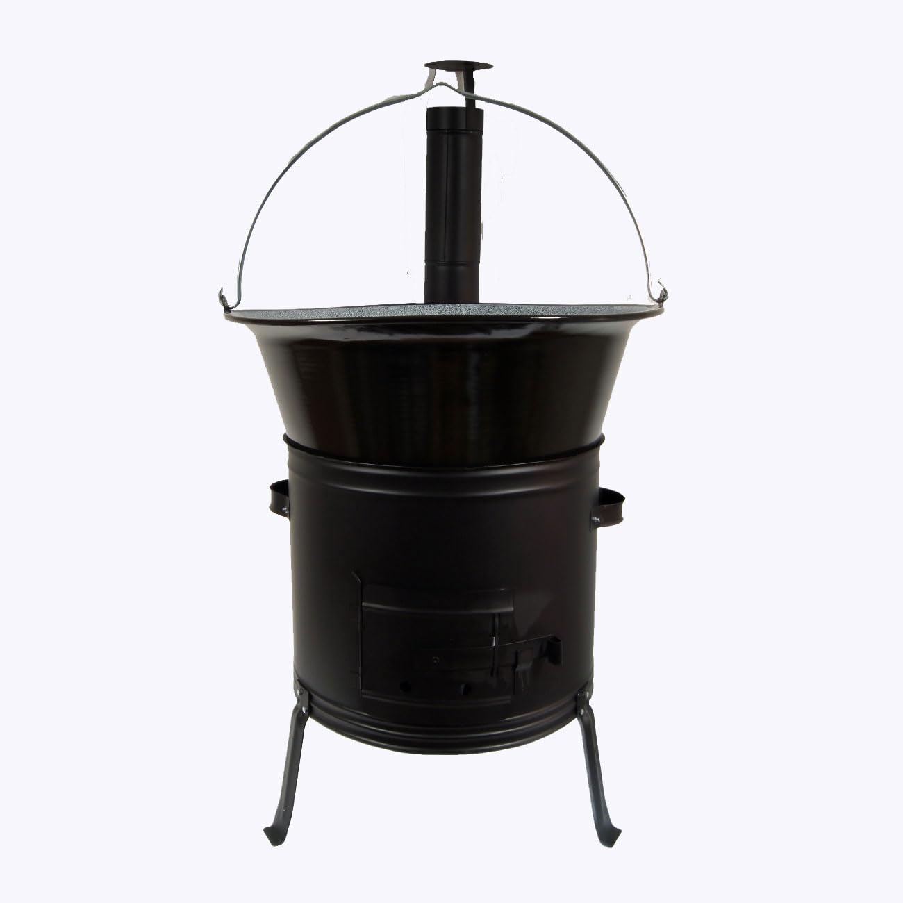 Set Ungarischer Holzofen 45 mit Gulaschkessel 50 L Emaille mit Bügel Gulaschkanone mit Suppentopf