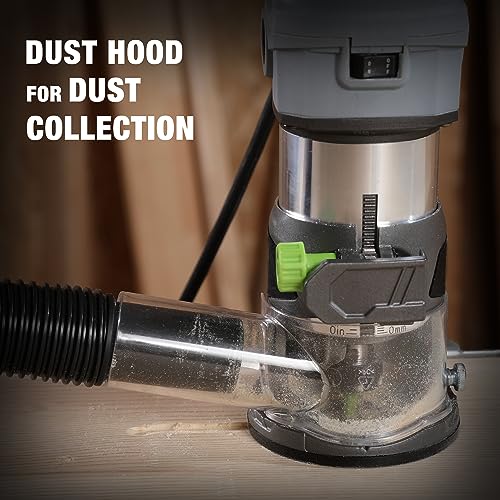 WORKPRO Compact Router Kit, 6.5 Amp Corded Hand Trimmer Router Tool, 6 Variable Speeds Wood Router for Woodworking Slotting Trimming - Image 5