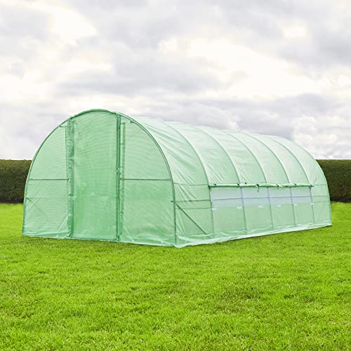 Image of FeelGoodUK 6M(L) x 3M(W) x 2M(H) Polytunnel Greenhouse Pollytunnel Poly Polly Tunnel Fully Galvanised Anti Rust Steel Frame (PT6) With Metal Door