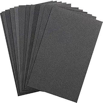 12 Sheets Abrasive Dry Wet Waterproof Sandpaper Sheets Assorted Grit of 400/600/ 800/1000/ 1200/1500 for Automotive Polishing Metal Sanding Wood Furniture Finishing, 2.8 x 4.5 Inch