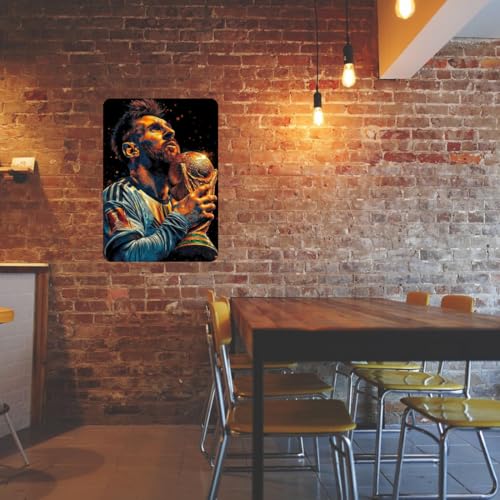 Image of Zesta Bathroom Decor Items Washroom Decor Tin Sign | Aesthetic Posters Wall Poster for Bedroom | Magnetic Cafe Decoration Items /Restaurant Decorations Items | Quirky Home Decor Bar Accent (Messi (3))