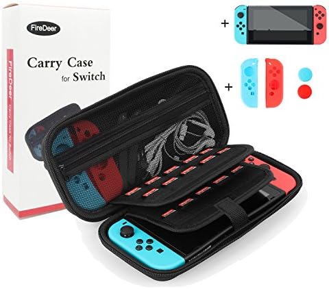 Carrying Case with Tempered Glass Screen Protector for Nintendo Switch, 20 Game Storage Slots, Premium Hard Shell Travel Carry Case Pouch for Nintendo Switch Console & Accessories by FireDeer (Case)