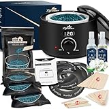 Lifestance Waxing Set Professionell, Wachswärmer Wachs Haarentfernung mit 400g Wax, 20 Wachsstäbchen, 10 Augenbrauen Stäbchen, ein Vor- und Nachbehandlungslosion, 5 Papierringe