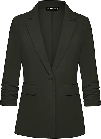 MINTLIMIT Womens Blazer 3/4 Sleeve Lapel One Button Casual Jackets Pocket