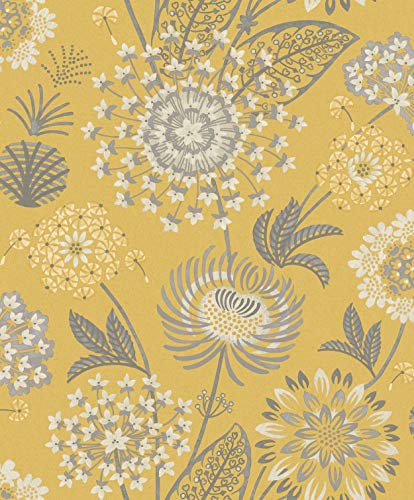 Arthouse 676206 Vintage Bloom Wall Paper/Coverings, Yellow, One Size