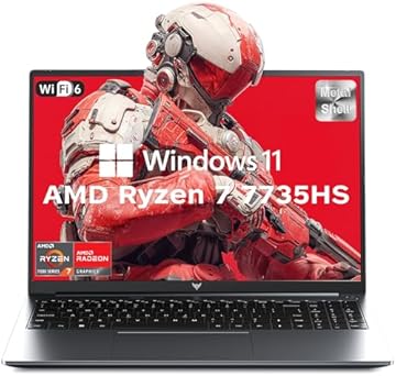 2025 Gaming Laptop, Laptop with AMD Ryzen 7 7735HS (8C/16T, Up to 4.75GHz), 16GB DDR5 512GB NVMe SSD Laptop Computer, Up to 4TB, 16-inch FHD Display, WiFi 6, Backlit KB, Type-C, Dual Fans