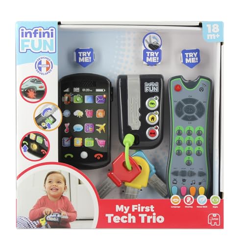 Infini Fun Tech Too DES0889 Lot de 3 Jeux avec télécommande Authentique, téléphone Portable et clé de Voiture