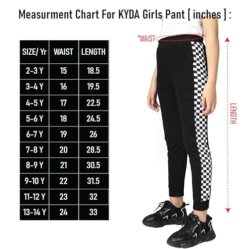 Image of KYDA KIDS Girls 100% Cotton Chess Print Track Pants | Elastic Waist Regular Fit | Soft Breathable Kids Casual Wear with Side Pockets Multicolor (Pack of 1)
