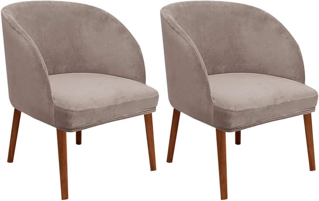 6 Pack Velvet Curved Back Mid Century Modern Accent Covers Round Back Wingback Chair Slipcovers for Office Kitchen Room Furniture Protector