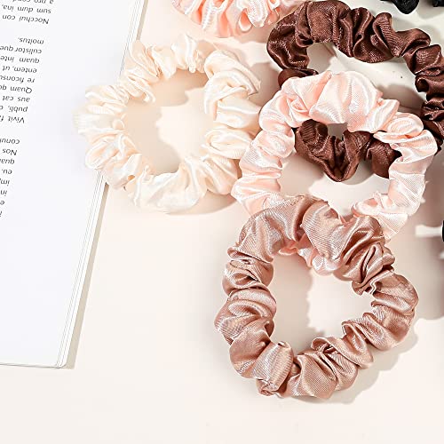 Image of Satin Silk Hair Ties Small Mini Scrunchy for Women Cute Ponytail Holders Mini Bulk Scrunchies Elastic Hair Bands for Thick Curly Hair Pony Tails Hair Ties (12 Pcs)