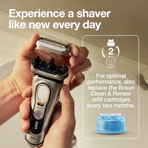 braun electric shaver head replacement part 94m compatible with series 9 pro and series 9 electric razors for men silver