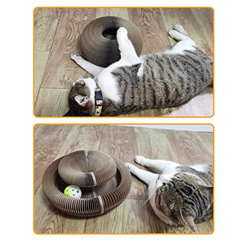 Arranhador de papelão para gatos, placa de arranhar de gato de órgão mágico vem com uma bola de sino