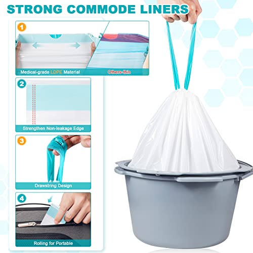 Oumee 60 Count Commode Liners With Absorbent Pads, Portable Potty Liners For Bedside Commode Bucket, Disposable Toilet Liner Bags For Adults Commode Chair Travel Camping Gel Bags #TOP3