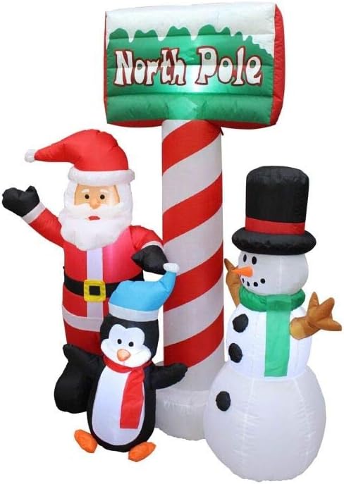 Impact Canopy Christmas Inflatable Decoration, Outdoor Holiday Lighted Snowman-Santa-Penguin, 5' Tall