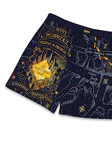 Harry Potter Hogwarts Marauders Map Men's Briefly Stated Boxer Shorts Cueca (X-Large, Azul-marinho)