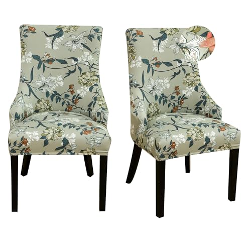 FORCHEER Stretch Wingback Dining Chair Covers Set of 2 Floral Wing Back Side Chair Slipcovers for Dining Room Washable-Floral I