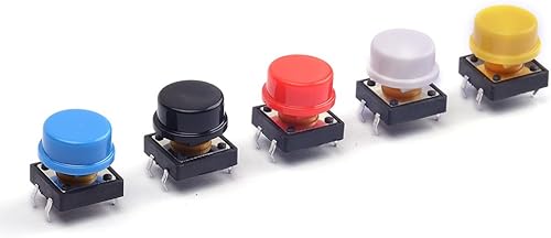 Miniatura 2 de 25 unids 0.472x0.472x0.287 in táctil momentáneo interruptor táctil táctil interruptor táctil micro interruptor 4 pines SMD PCB con tapa para Arduino