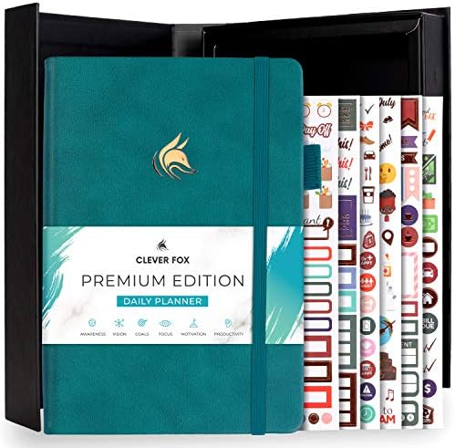 Clever Fox Planner Daily Premium Edition  Luxurious Daily Planner with Hourly Schedule, Personal Organizer, Productivity & Goal Journal, Undated - Start Anytime, A5, Lasts 6 Months - Forest Green