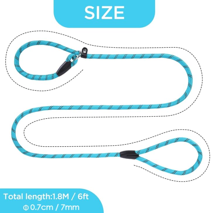 Loutep Slip Lead For Dogs-1.8m Long Rope Dog Leash With Reflective Stitching Slip On Easily With No Collar Or Harness Needed Anti-Choke Dog Slip Lead Ideal For Small Puppy Large & Medium Dogs Training - Image 2