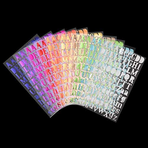 10 Sheets Colorful Letter Alphabet Sticker Self Adhesive PU Shiny Letters Stickers for Arts Craft Greeting Cards Scrap Books Home Decoration 10 Color
