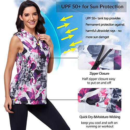 Chicho Womens Golf Tank Tops Upf50 Sun Protection Polo Shirt Sleeveless Loose Uv Tennis Tank Top Dry Fast Summer Top Black Xlarge #TOP3