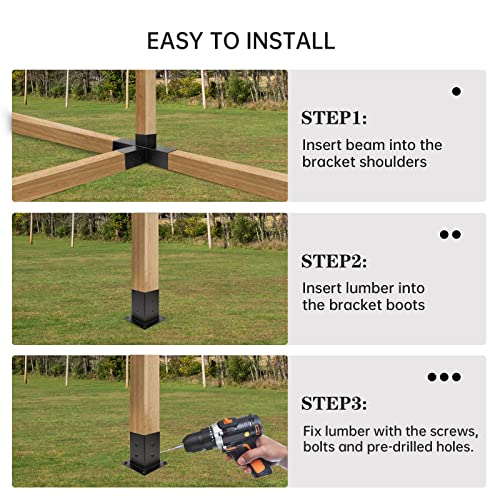 Grehitk Pergola Kit, Pergola Brackets 4Way Right Angle Corner Bracket