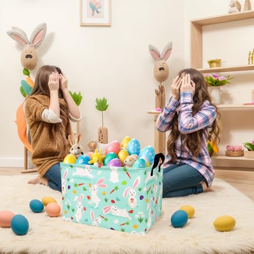 Image of Large Empty Easter Basket for Kid Fabric Personalized Bunny Eggs Easter Gift Basket for Boy and Girl (Rabbit Magician Easter Egg)