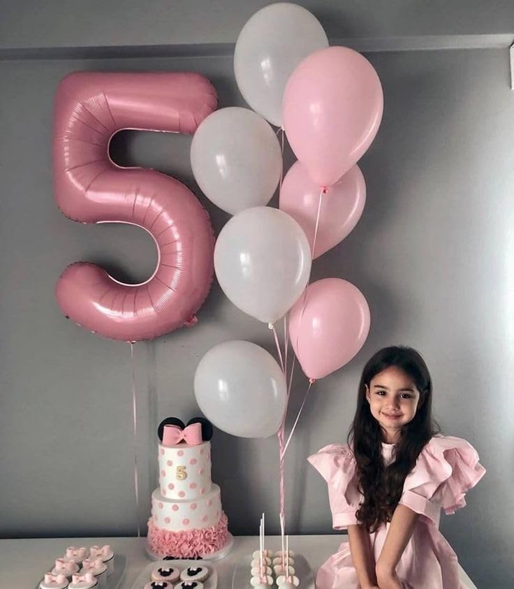 Image of Pearlescent Pink 7 Balloon, Number Balloons 40 Inch, 7th Birthday Decorations, Party Decoration for Women, Number 7 Balloon