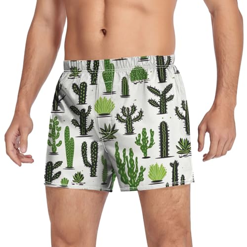 Cactus Men's Cotton Boxer Shorts Moisture-Wicking Pajama Bottoms Sleep Shorts Underwear with Button Fly S-2XL3