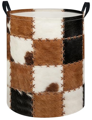 Image of Baby Laundry Hamper kids laundry Basket Waterproof Laundry Bag for Bedroom Clothes Organizer Room Decor(Cow Print)