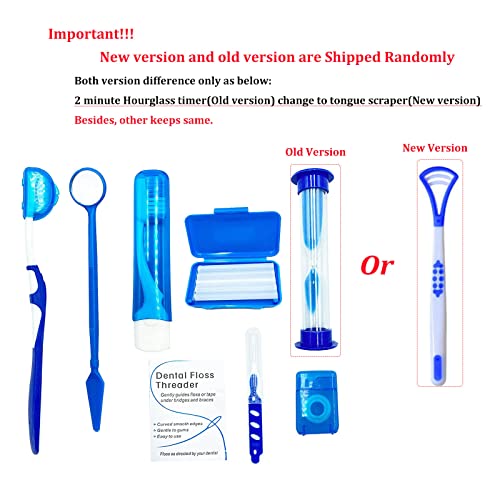 Hrasy Portable Orthodontic Oral Care Kit For Braces - Interdental Brush Dental Wax Dental Floss Toothbrush Cleaning Kit(Blue) #TOP1