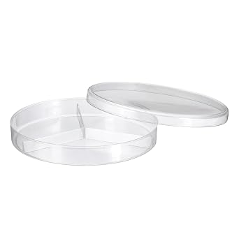 PATIKIL 90mm/3.5 Inch Plastic Petri Dishes with Lids, 3 Compartments Culture Dish Tissue Culture Plate for Lab Science Experiments, Clear