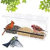 LTKOUGFAM Window Bird Feeder, Crystal Clear View Acrylic Plastic Squirrel Proof Bird Suction Cup wit